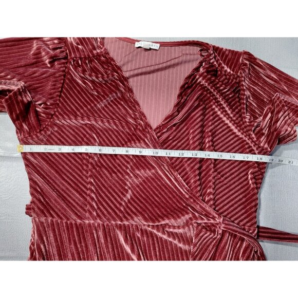 Baltic Born Ribbed Velvet Maxi True Wrap Dress XL Flowy Long Burgundy Formal - Picture 7 of 11